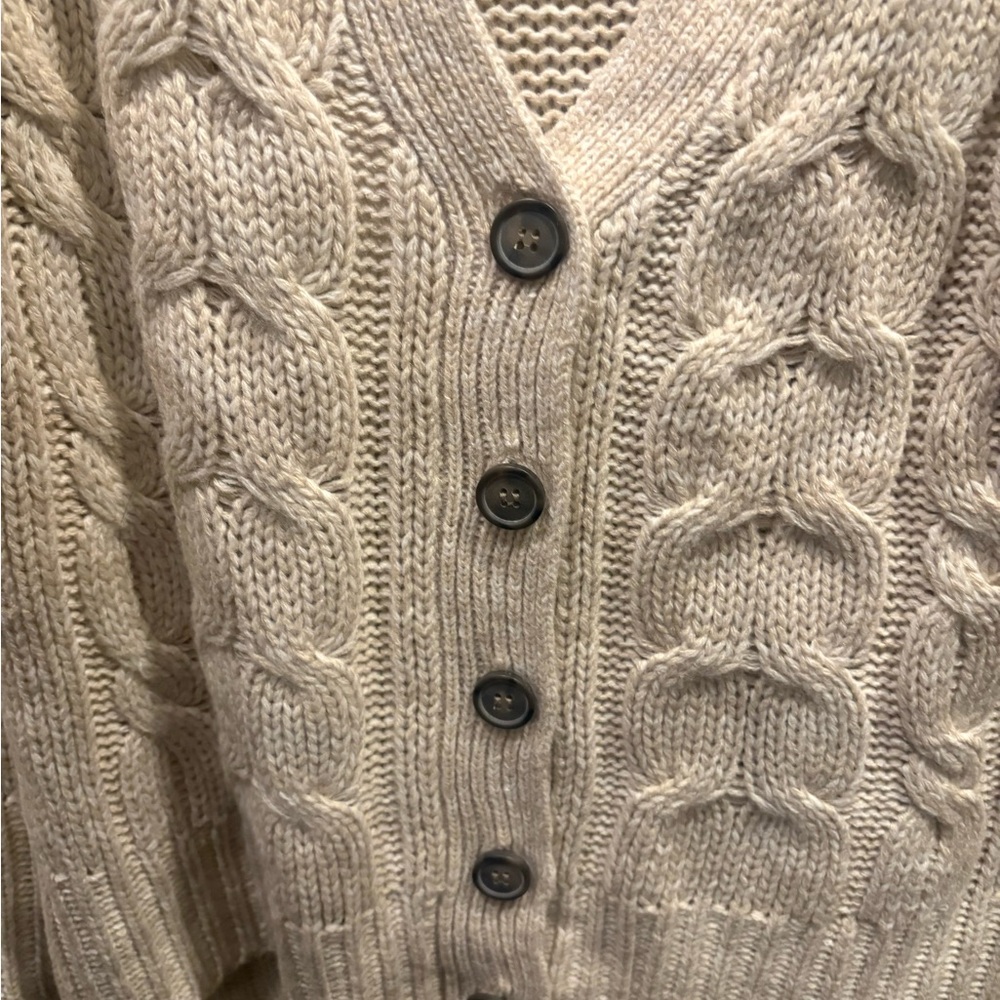 Pink Rose Beige Cable Knit Cardigan - Picture 3 of 6